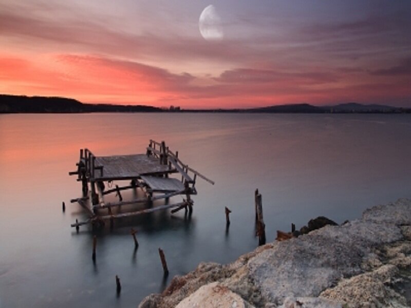 Abandoned Dock at Sunset — Pink