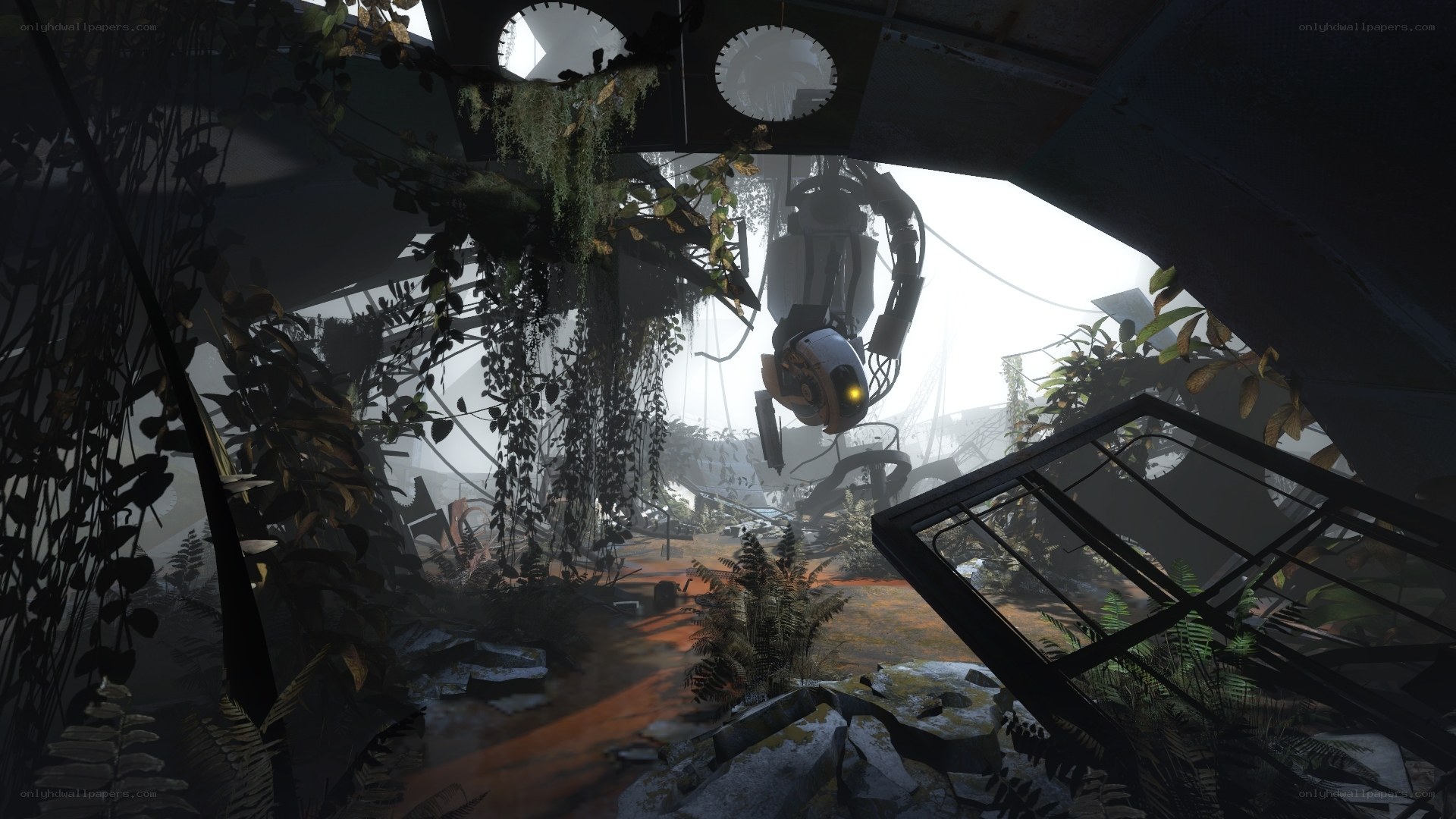 Abandoned facility overgrown with plants
