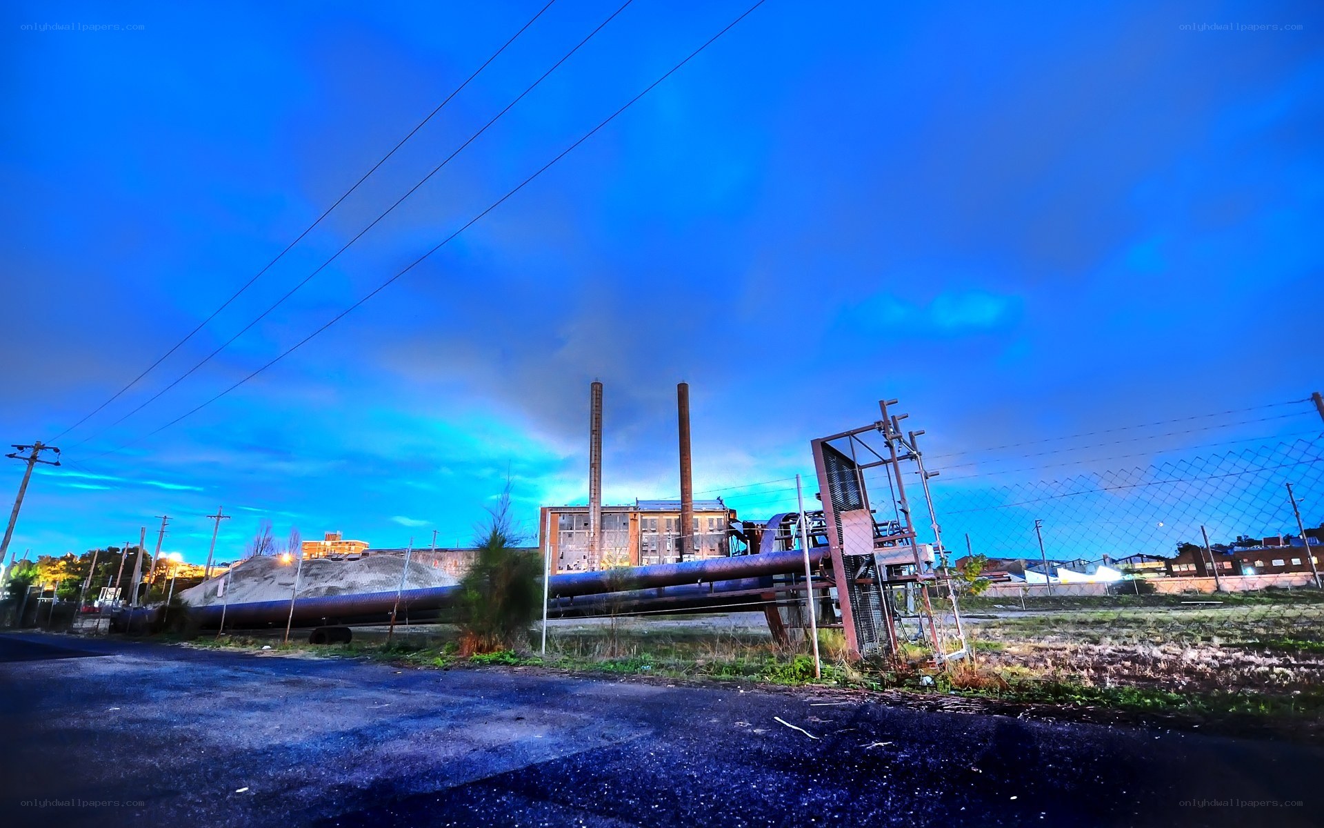 Abandoned factory at dusk