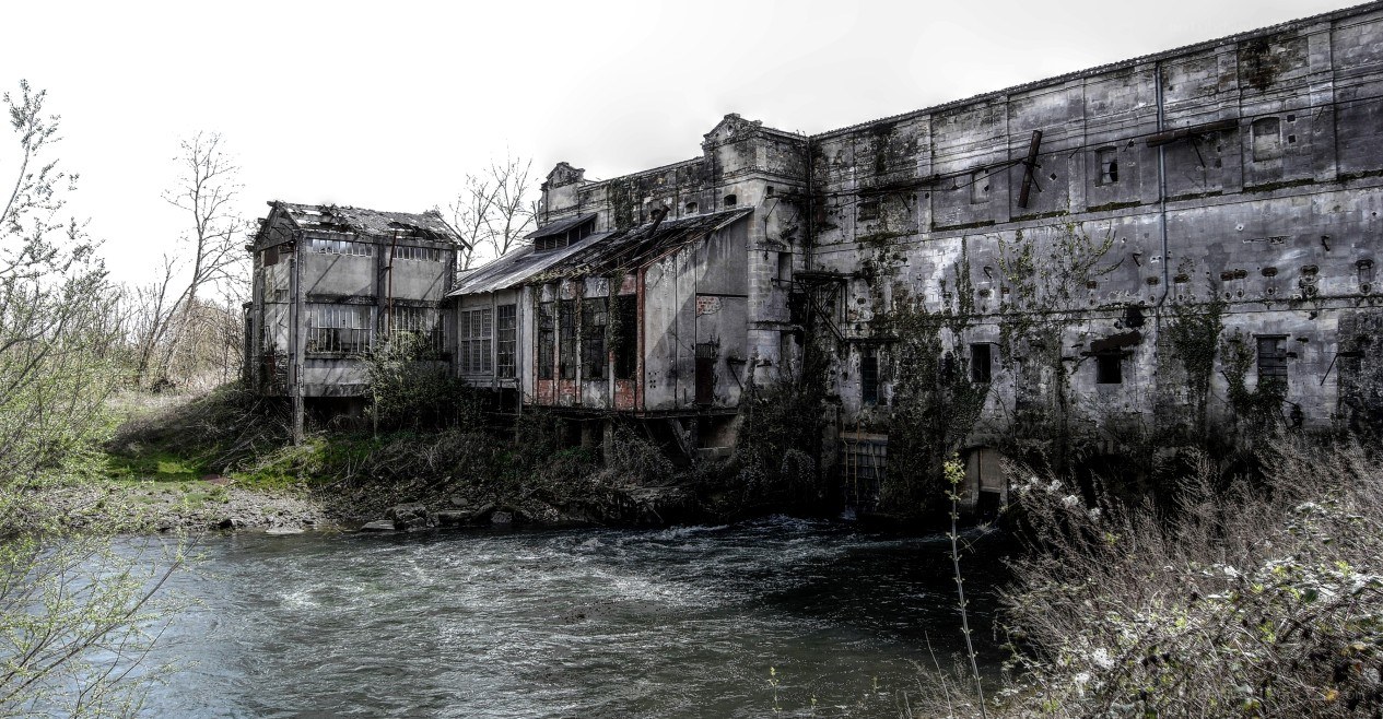 Abandoned factory by the river