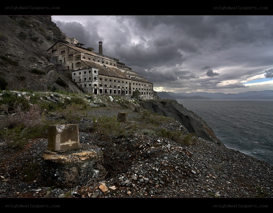 Abandoned factory by the sea