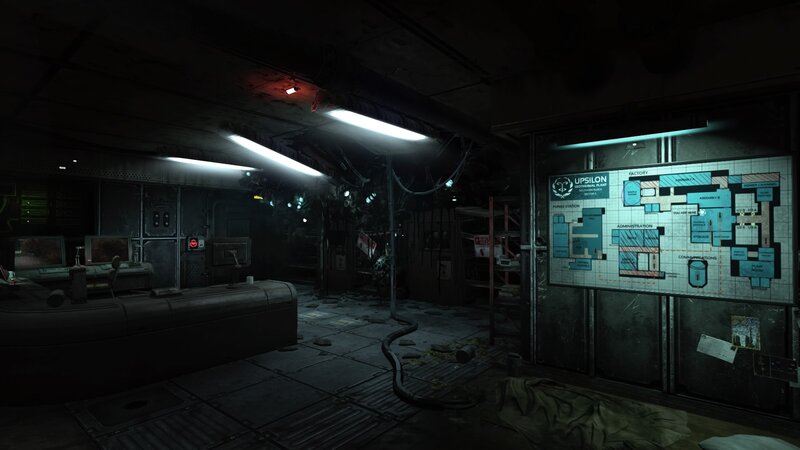 Abandoned Factory Interior — Black, Dark, Tense