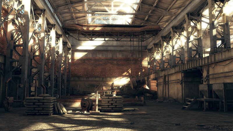 Abandoned Factory Interior — Brown, Dramatic, Afternoon