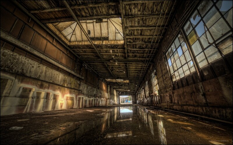 Abandoned Factory Interior — Brown, Dramatic