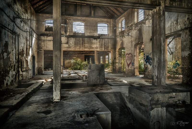 Abandoned Factory Interior — Gray, Dramatic, Afternoon