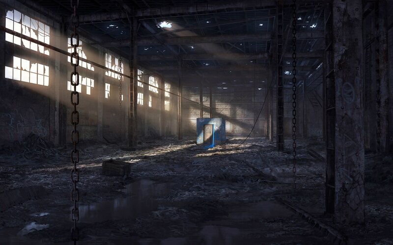 Abandoned Factory Interior — Gray