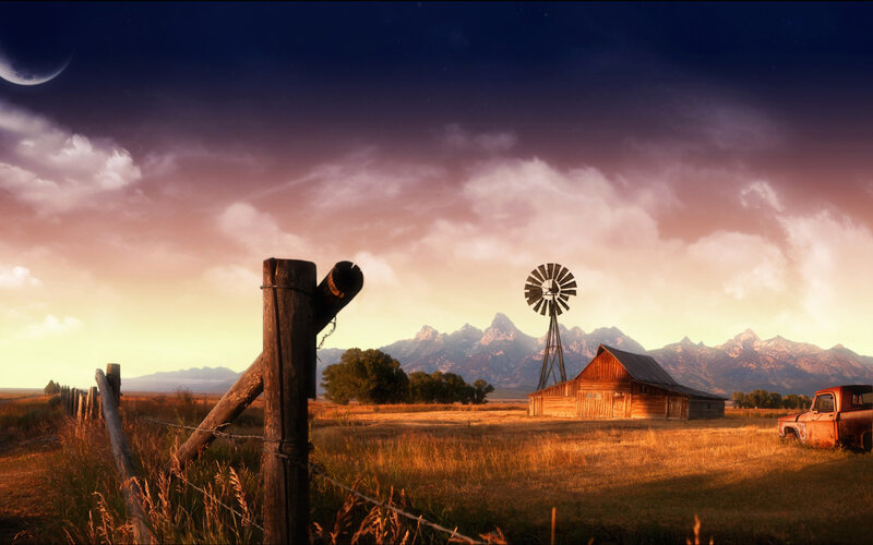 Abandoned Farm at Dusk