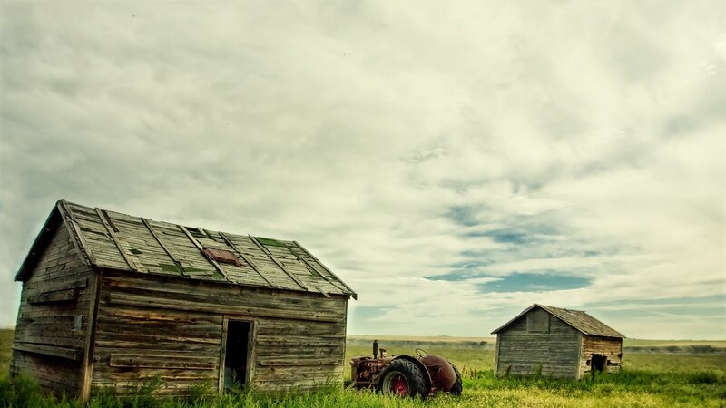 Abandoned Farm Buildings — Green, Desolate