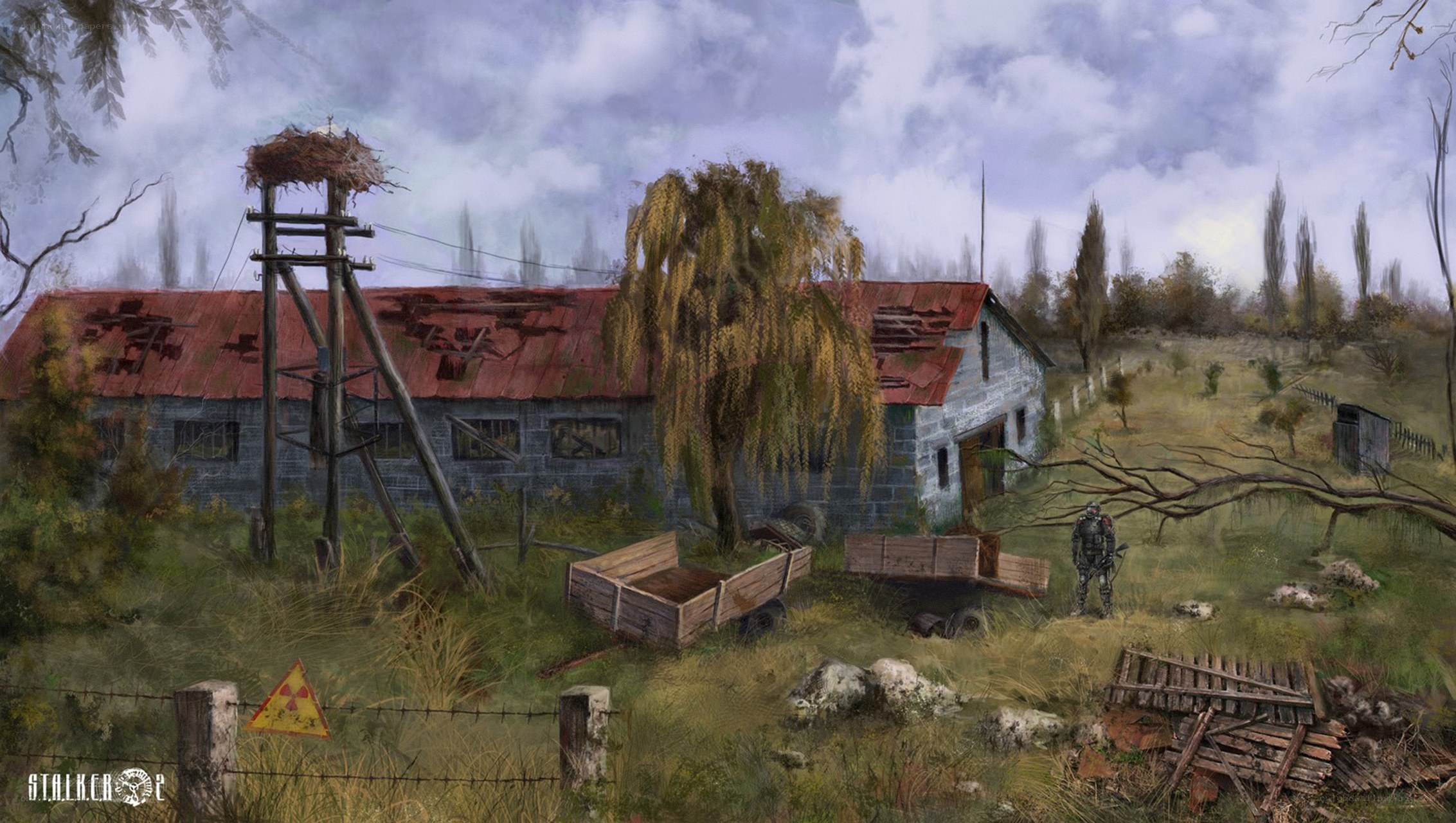abandoned farm with soldier