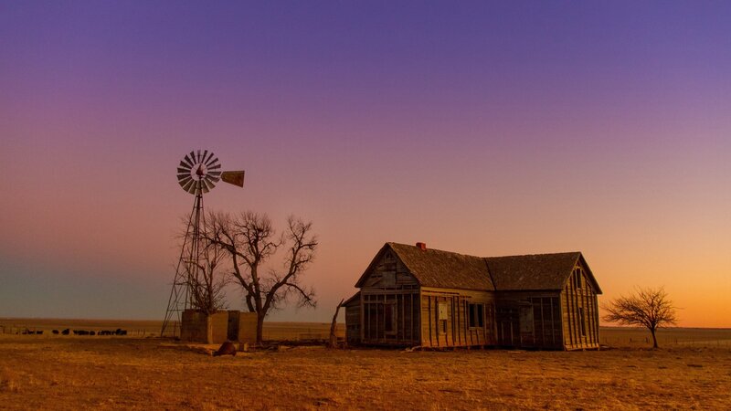 Abandoned Farmhouse at Dusk — Purple