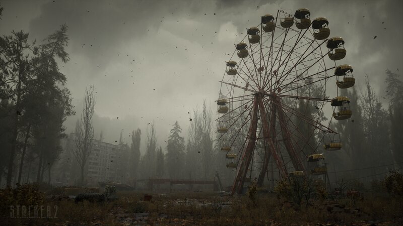 Abandoned Ferris Wheel — Gray, Dreary, Desolate, 3d Render