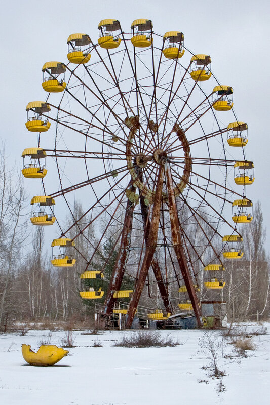 Abandoned Ferris Wheel in Snow