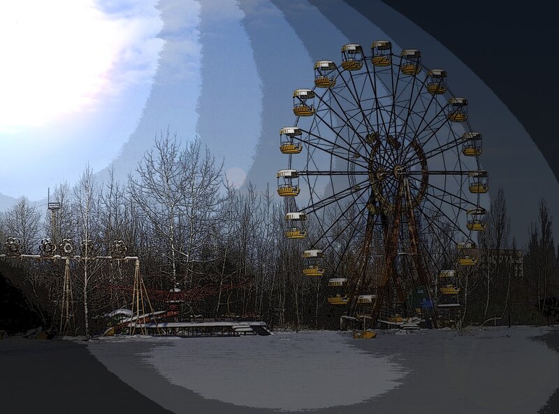 Abandoned Ferris Wheel in Winter