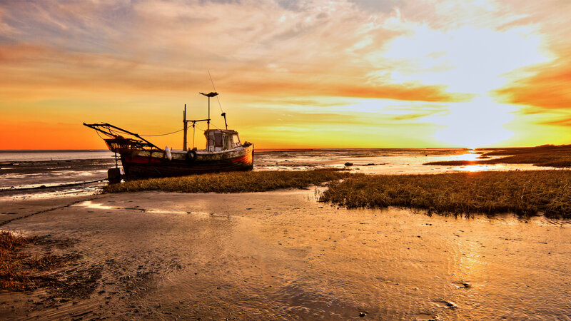 Abandoned Fishing Boat — Orange, Dramatic