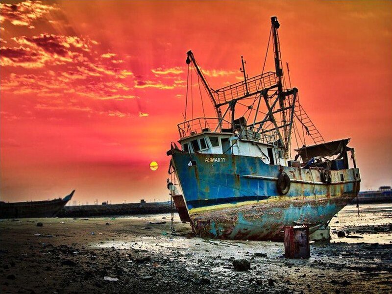 Abandoned Fishing Boat — Red