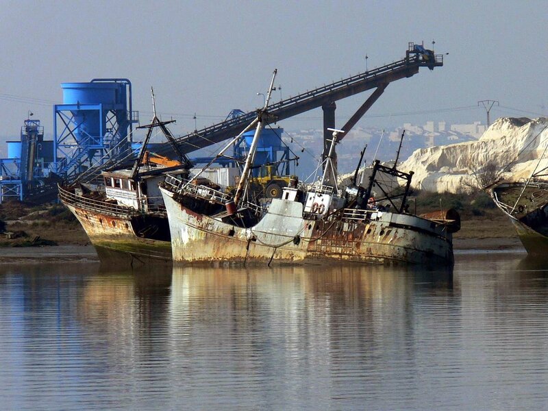 Abandoned Fishing Boats — Blue, Desolate