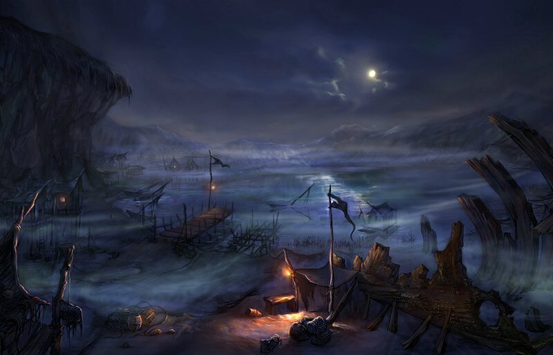 Abandoned Fishing Village — Blue, Dramatic