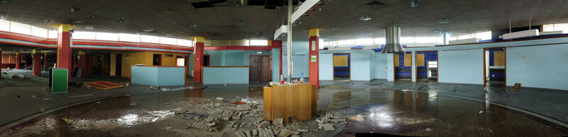 Abandoned food court interior