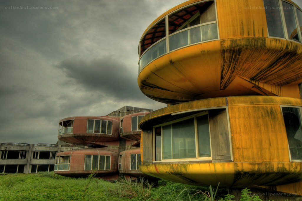 abandoned futuristic buildings
