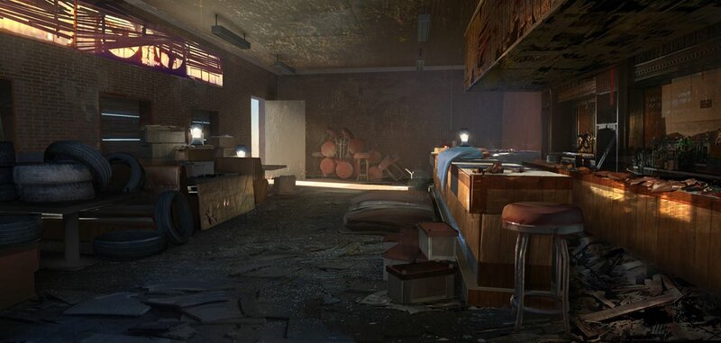 Abandoned Garage Interior — Brown