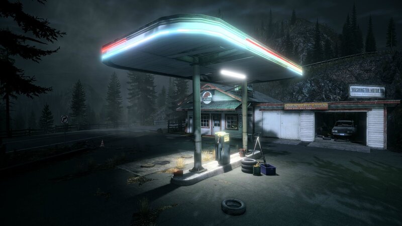 Abandoned Gas Station — Black, Dark, Eerie, Night