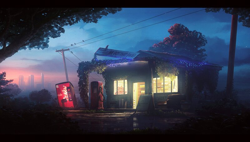 Abandoned Gas Station — Blue, Melancholic