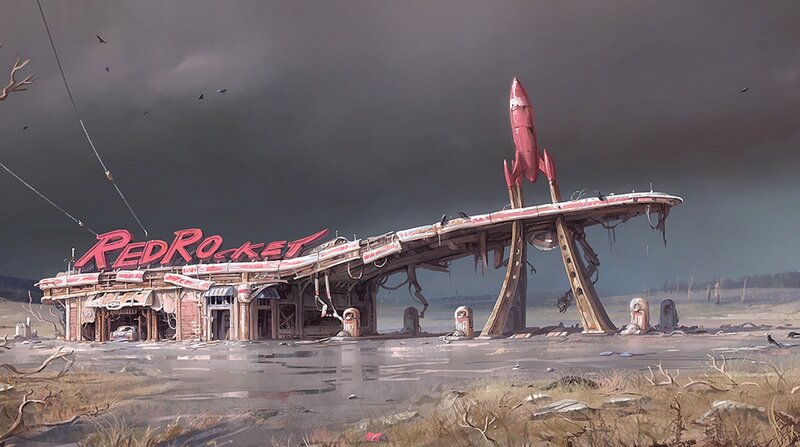 Abandoned Gas Station — Gray, Dramatic