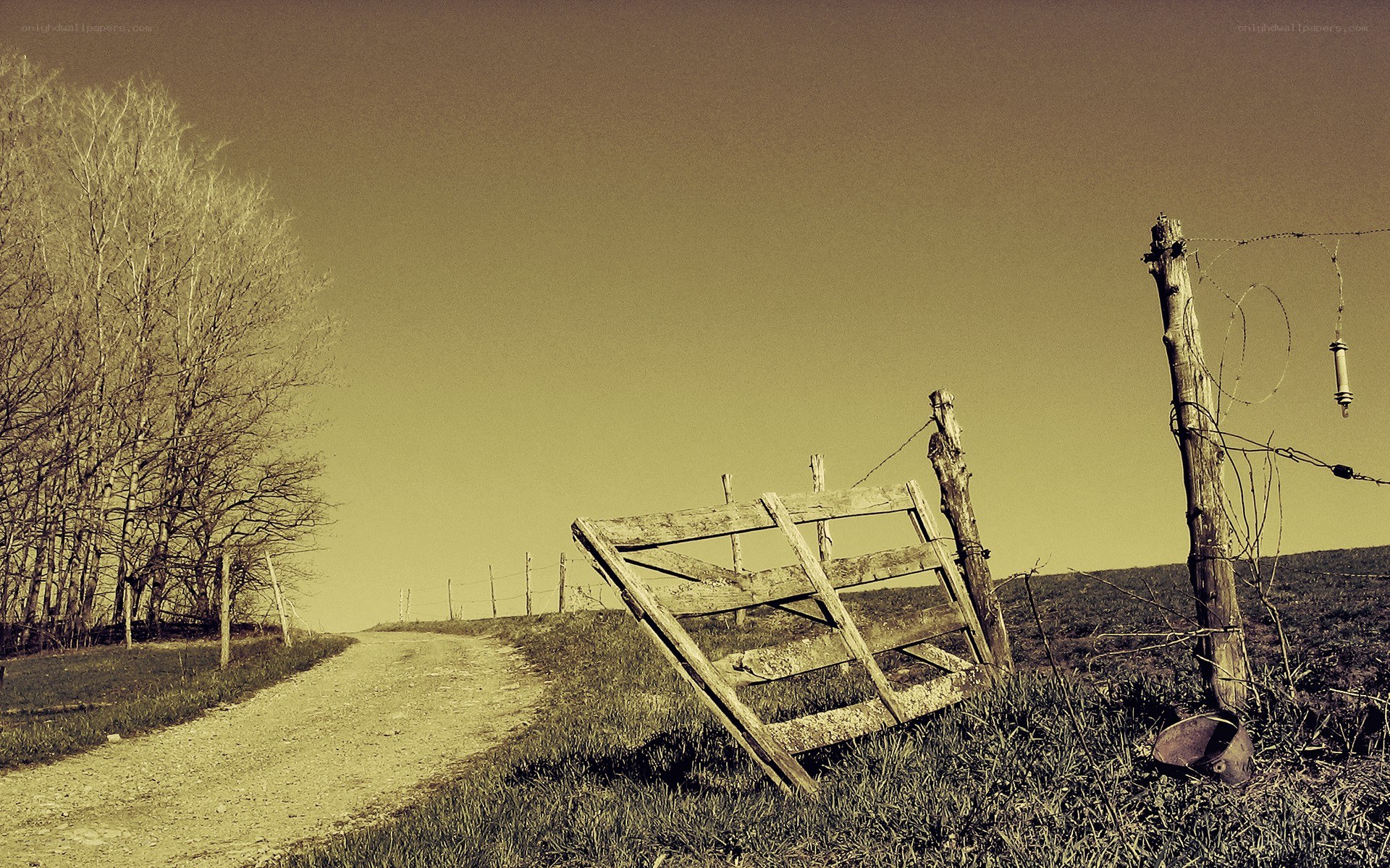 abandoned gate on rural path