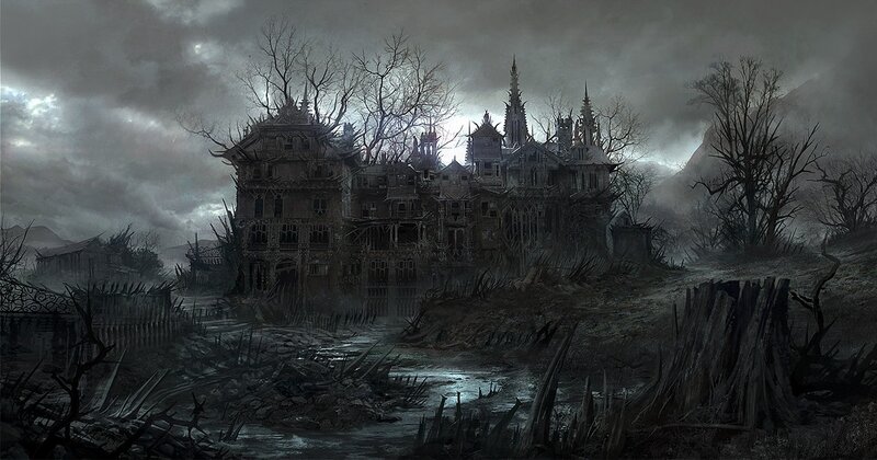 Abandoned Gothic Mansion — Gray