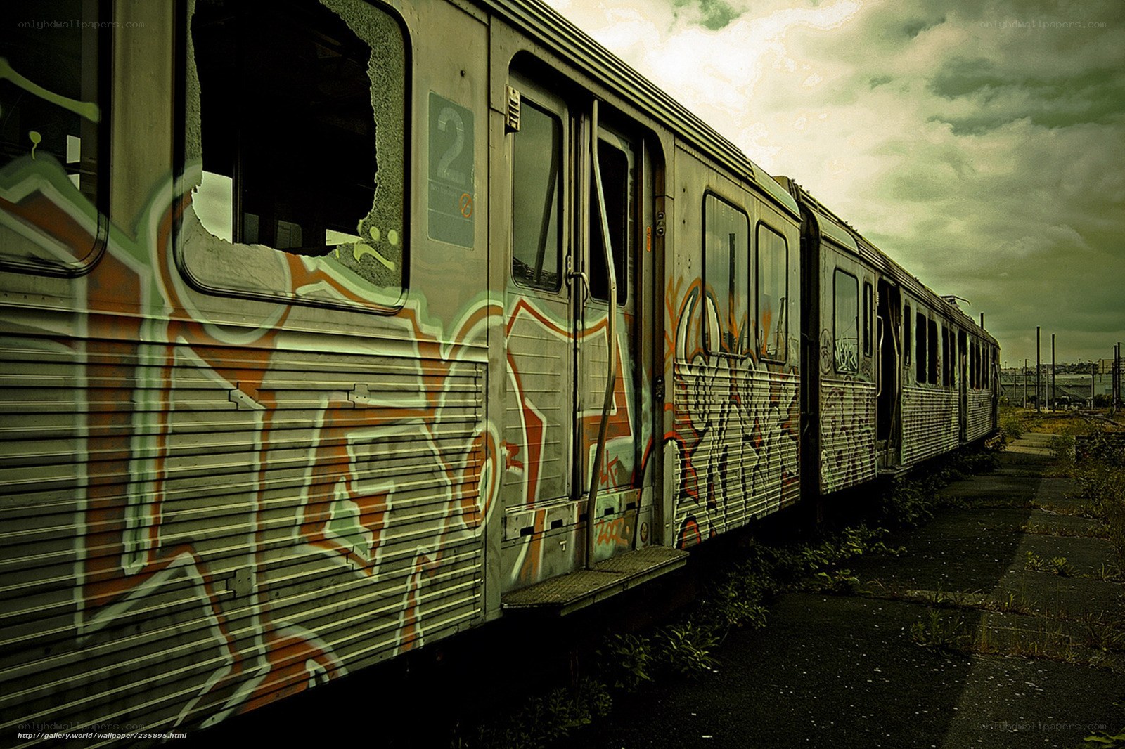 abandoned graffiti-covered train