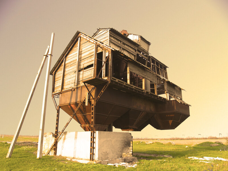 Abandoned grain silo structure