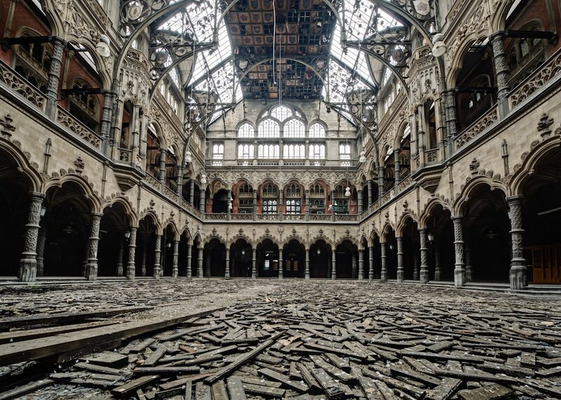 Abandoned grand hall interior