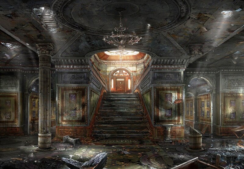 abandoned grand hall