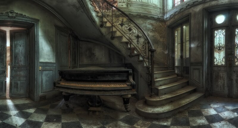 Abandoned Grand Piano — Gray