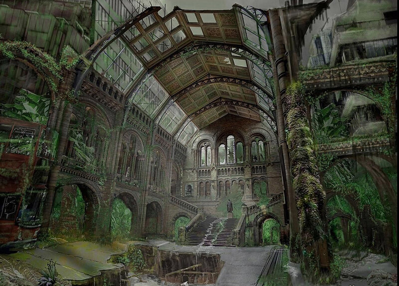 abandoned greenhouse interior