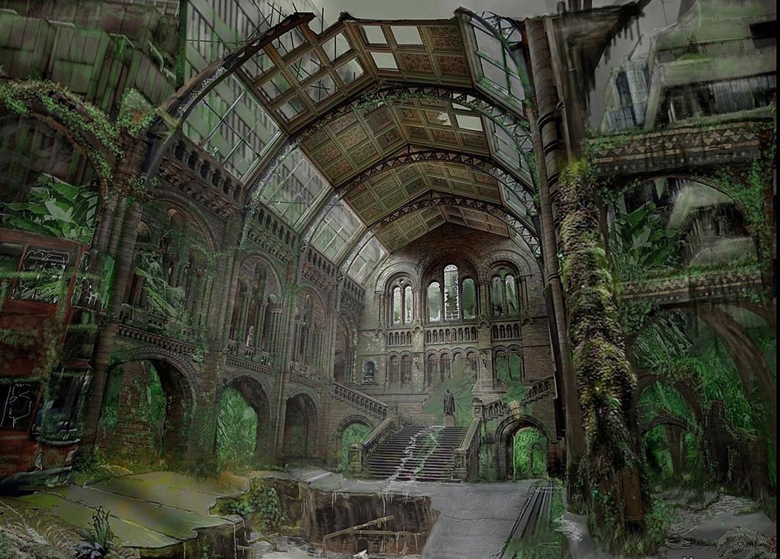 abandoned greenhouse interior