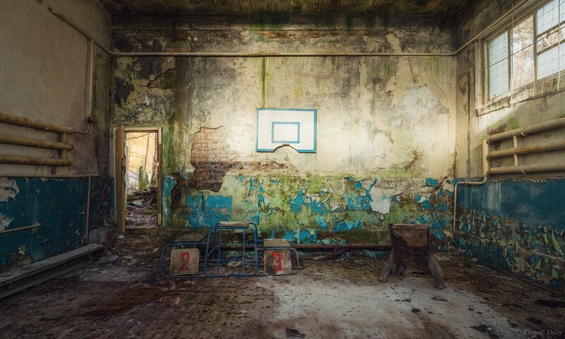 Abandoned Gymnasium — Blue, Decaying