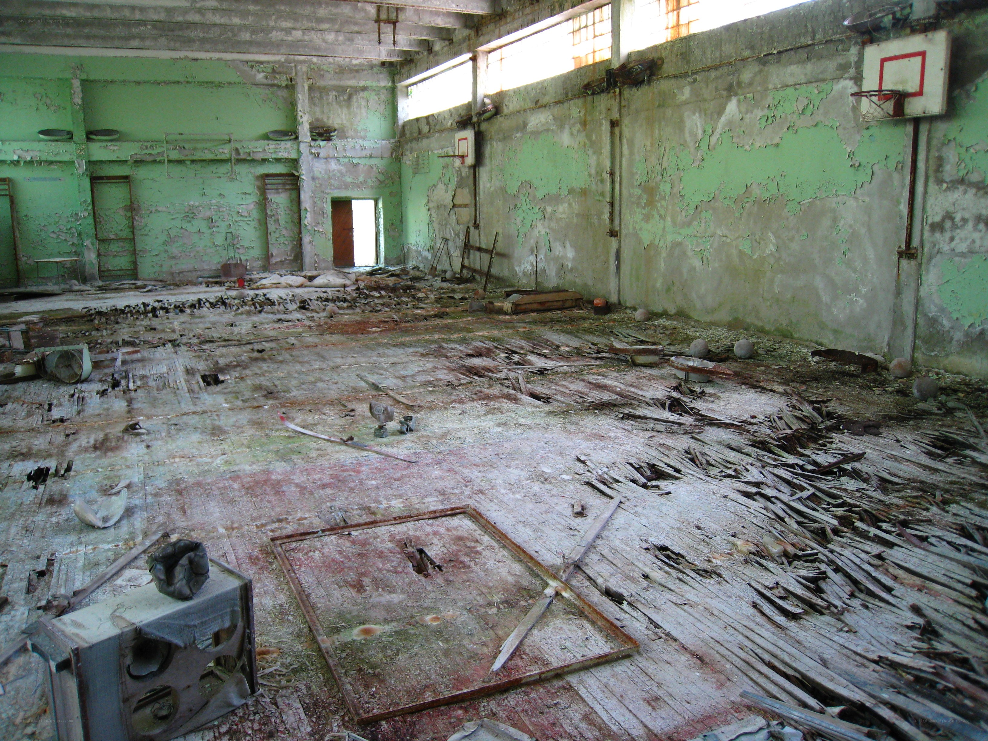Abandoned gymnasium interior