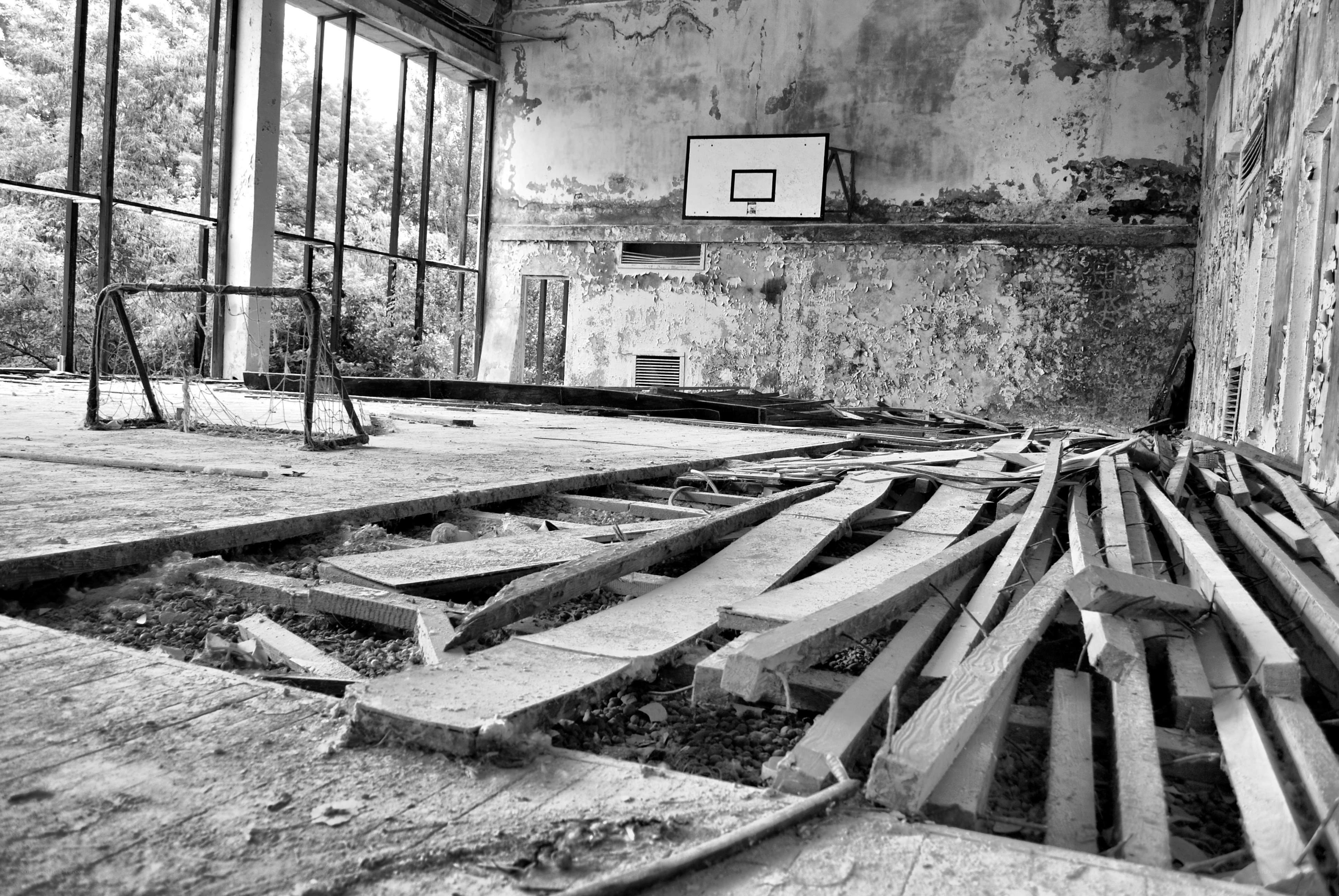 Abandoned gymnasium interior