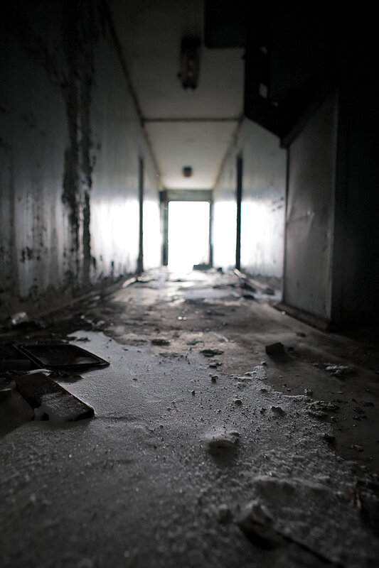 Abandoned Hallway — Black, Dramatic