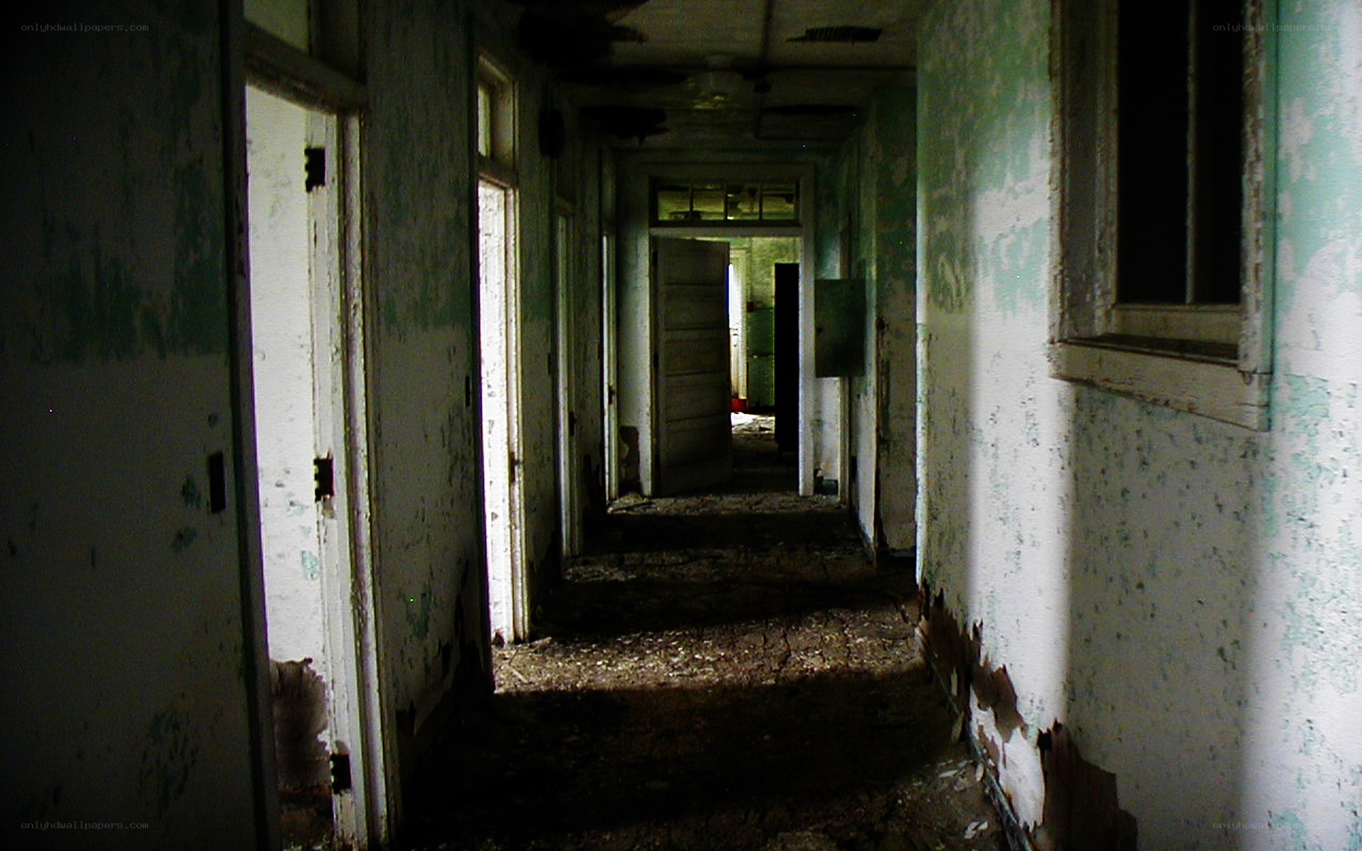 abandoned hallway corridor
