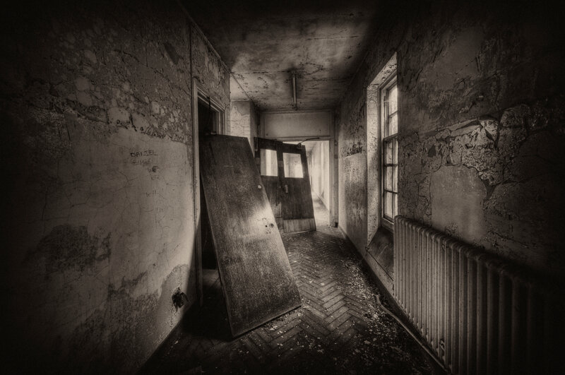abandoned hallway corridor