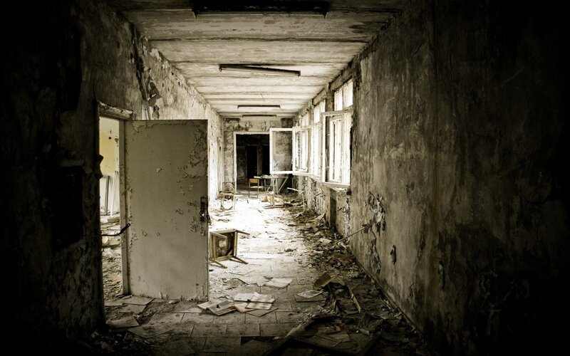 Abandoned Hallway — Gray