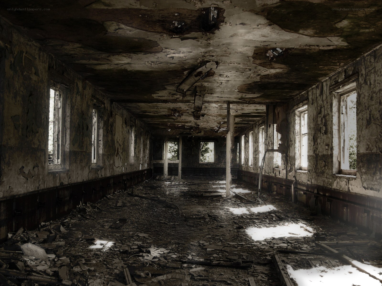 abandoned hallway interior