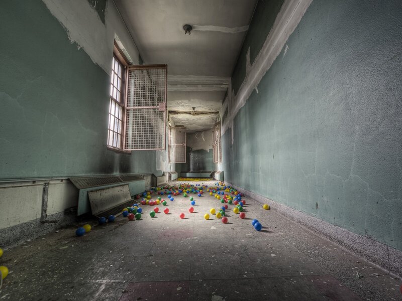 Abandoned Hallway with Balls