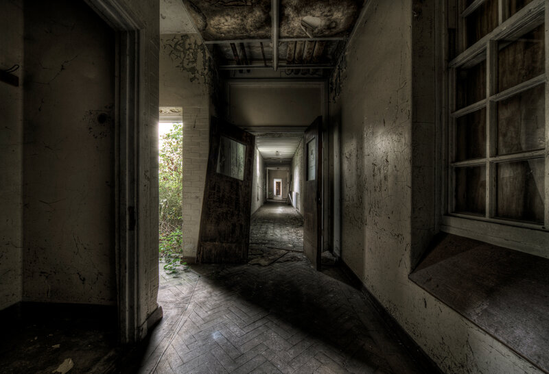 abandoned hallway with decay