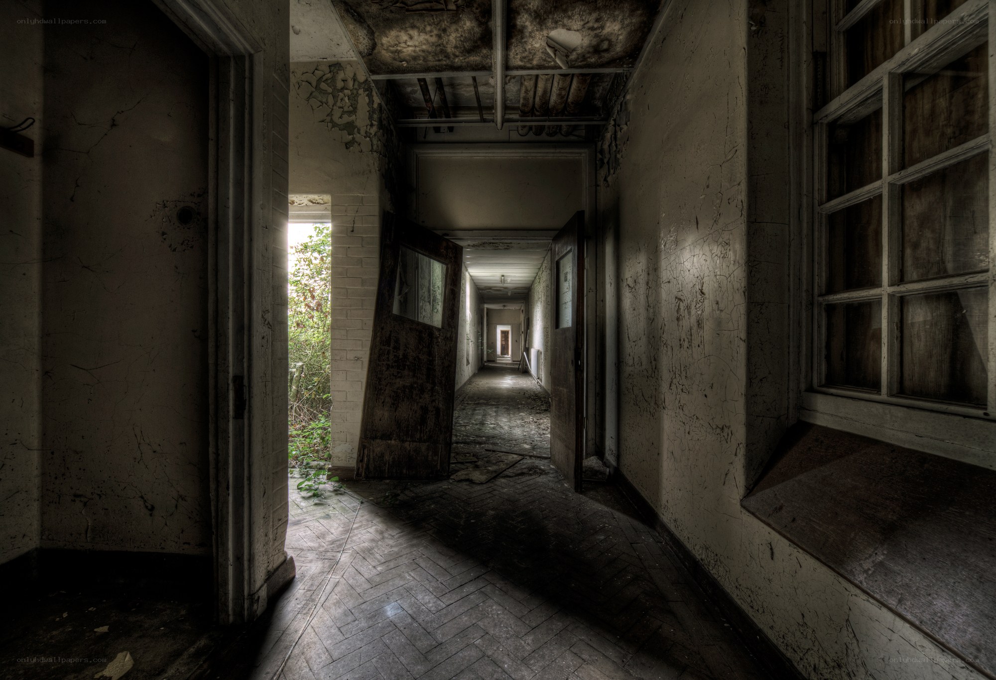 abandoned hallway with decay