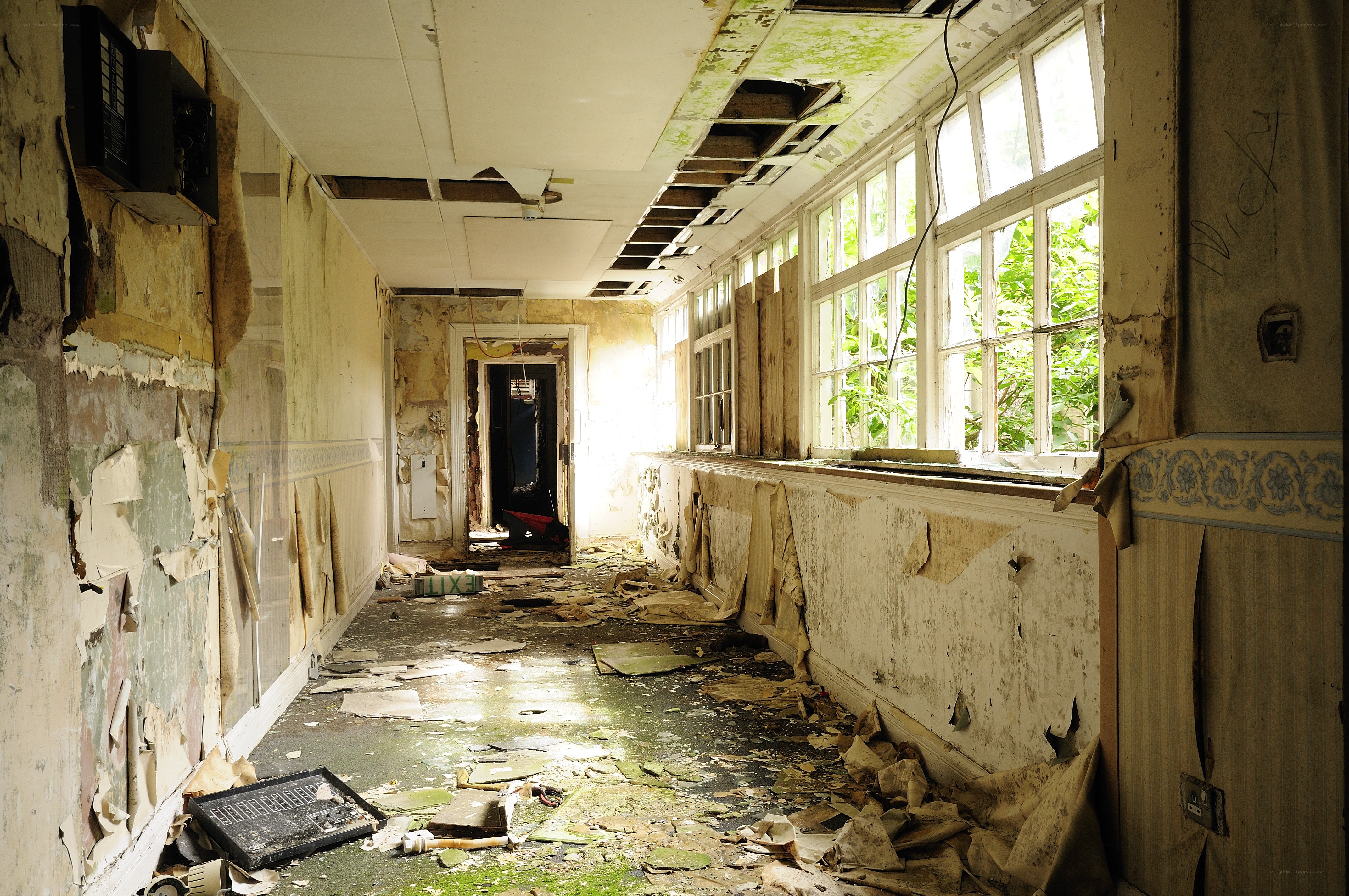 abandoned hallway with decay