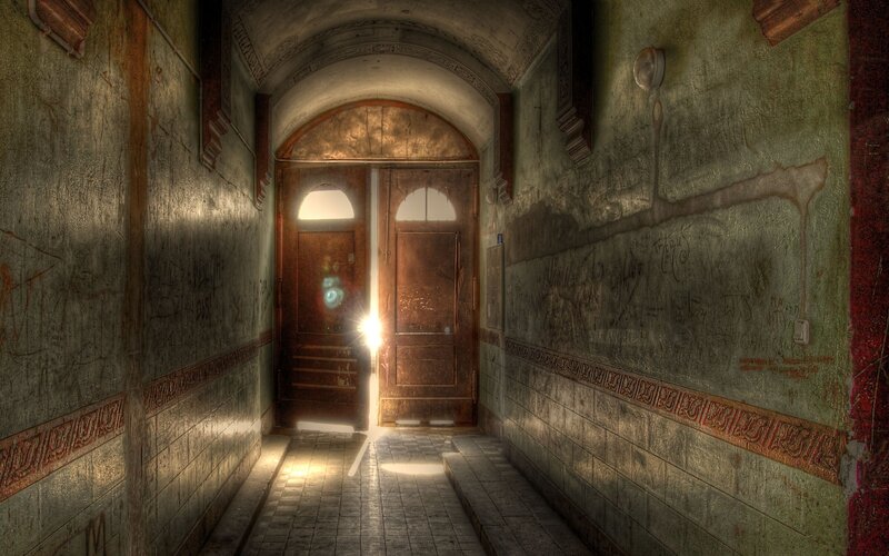 Abandoned Hallway with Doors