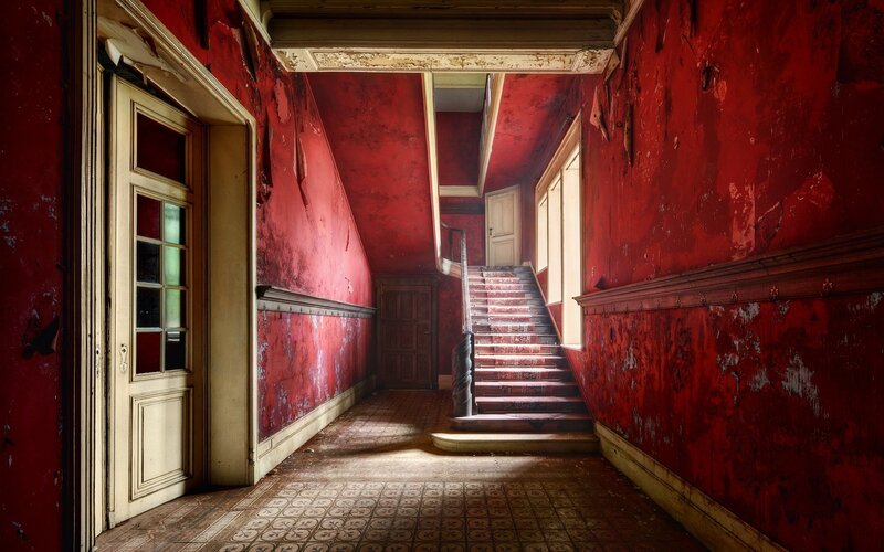 Abandoned Hallway with Stairs